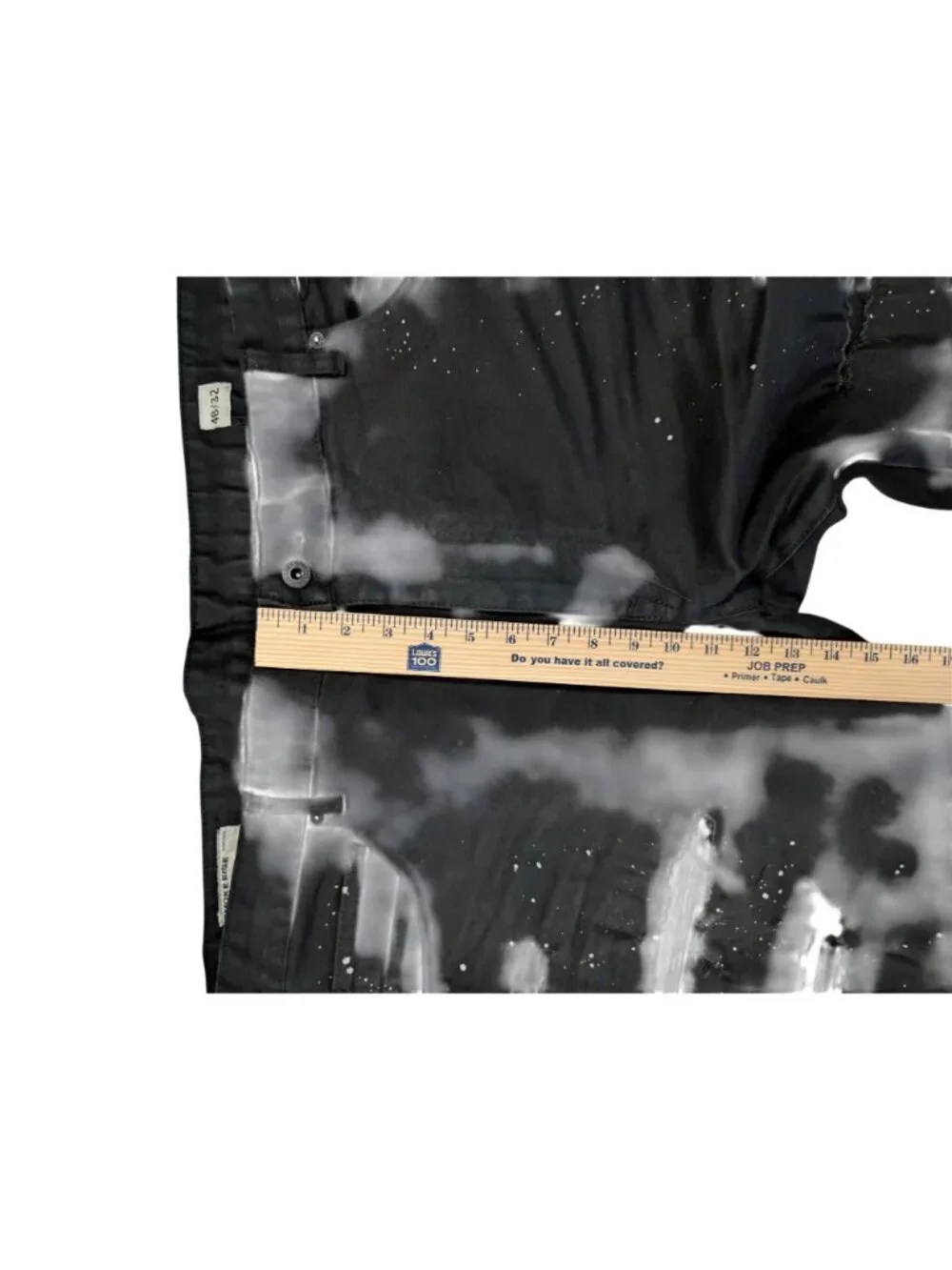 Smoke Rise Men's Jeans 48x32 Black Distressed Paint Splatter Moto Biker Stretch